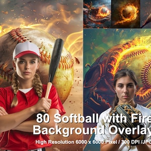 Feuer Softball Fotohintergründe: Sport Digitale Kulissen (Digitaler Download)