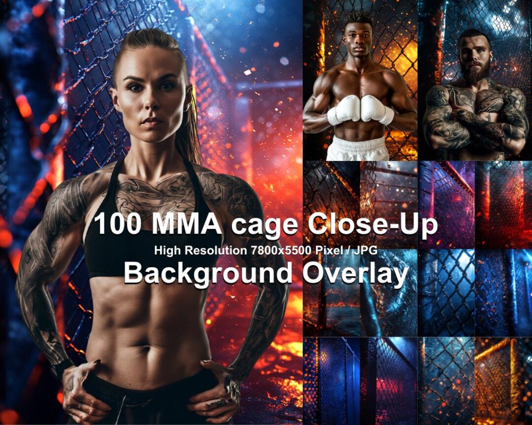 100 MMA Cage Photo Backgrounds: Sports Photography Overlays (digital ...