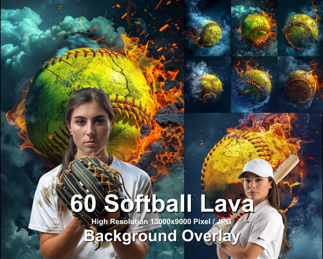 Softball Lava Explosion Backgrounds: Sports Photo Overlays (digital ...