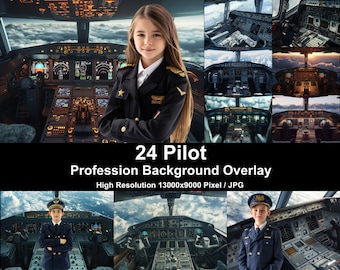 Vista de cabina de piloto de 24 pulgadas con controles Fondos fotográficos / Fondos digitales para ediciones y superposiciones de Photoshop