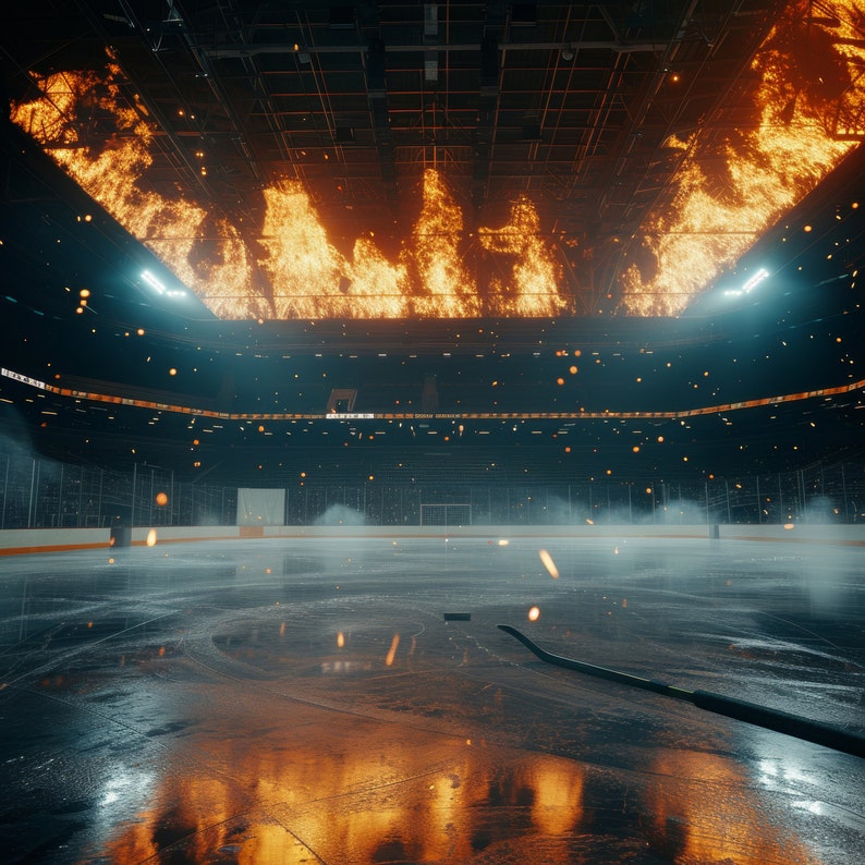 Ice Hockey Fire Photo Backgrounds: 100 Photoshop Overlays (digital ...
