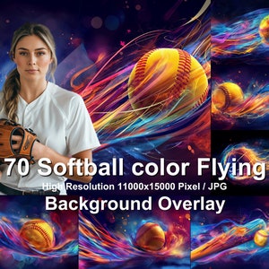 70 Softball Farbe Fliegen Bilder: Sport Fotohintergründe (Digitaler Download)