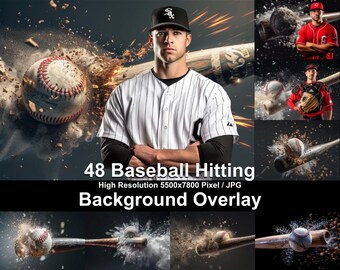 Fondos de béisbol con explosiones: Superposiciones para fotos deportivas (Descarga digital)