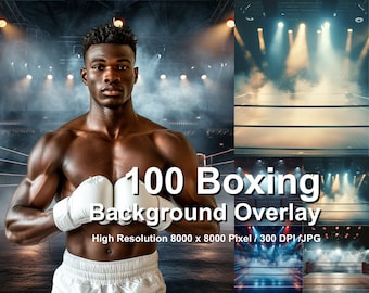 Boxing Stadium Photo Backgrounds: Sports Photography Overlays (Digital Download)