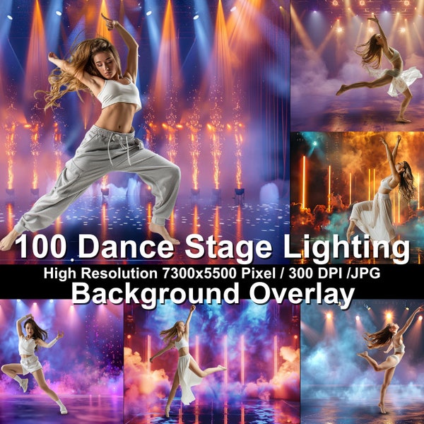 100 escenarios de baile con imágenes de iluminación de humo para fondos de fotografías deportivas, con fondos digitales adecuados para superposiciones de ediciones de Photoshop