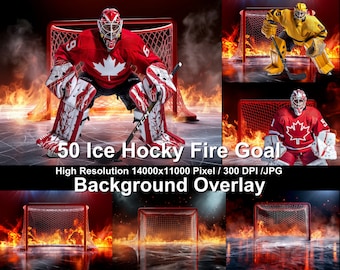 Superposiciones fotográficas de porterías de hockey sobre hielo: Fondos para fotografía deportiva (descarga digital)