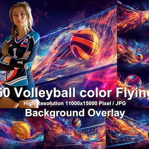 20 Volleyball-Farbhintergründe für Sportfotos, mit digitalen Hintergründen, die für Photoshop-Bearbeitungsüberlagerungen geeignet sind
