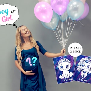 Glitter Gender Reveal Canvas 2 in 1 Sparkling Gift Gender Reveal Boy or Girl Method for Baby show Announce the baby's gender WOW Effect