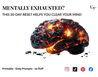 30 Day Mental Reset Challenge – Mindset Journal for Overthinking, Burnout & Emotional Exhaustion (Printable PDF)