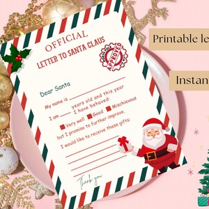 Druckbare Brief an Santa, Brief an Santa, Kinderbrief an Santa, Kinder-Weihnachtswunschliste, Lieber Santa Brief, Weihnachtswunschliste, Santa liste