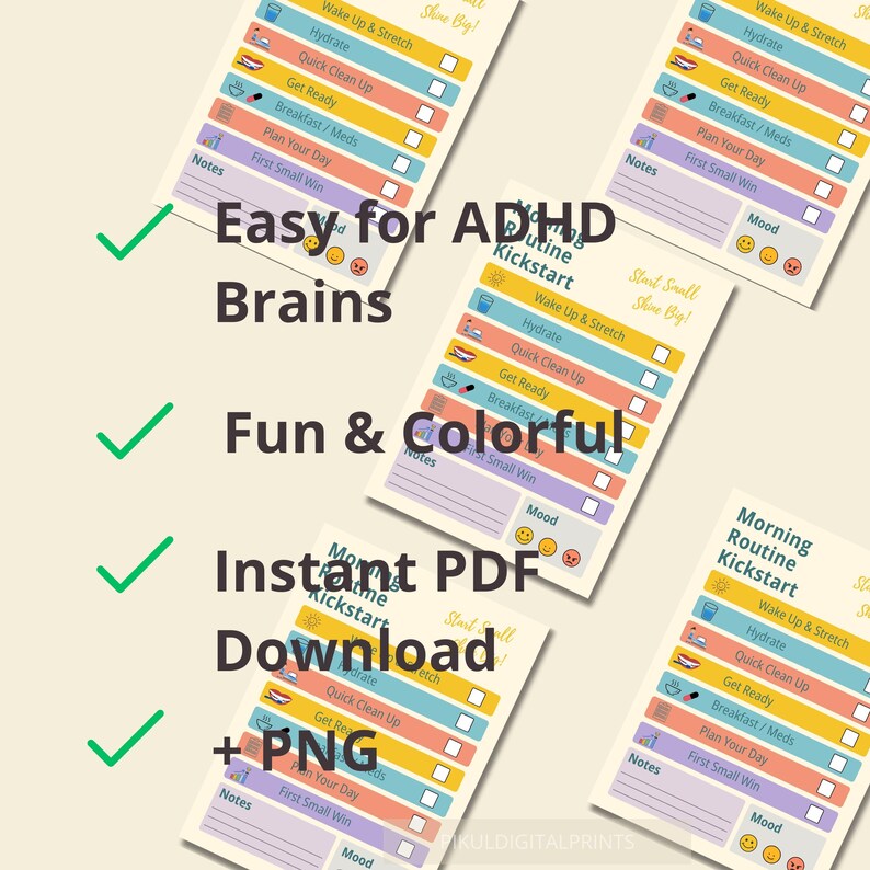 ADHD Morning Routine Checklist: Visual Planner for Neurodivergent ...