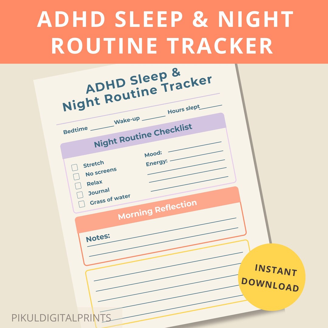 ADHD Sleep Tracker: Night Routine Planner Printable (PDF) - Etsy