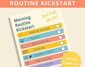 ADHD Morning Routine Checklist: Visual Planner for Neurodivergent Adults (PDF Download)