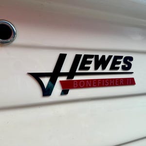 3D Raised Marine “HEWES” 11.25”L x 3.5”H Modern Boat Logo Decal with 3M Tape and Stencil Pack of 2 Custom Color Options Acrylic UV Resistant