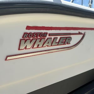 3D Raised Marine “BOSTON WHALER” 18”L x 3.5”H Modern Boat Logo Decal with 3M Tape and Stencil Pack of 2 Custom Color Acrylic UV Resistant
