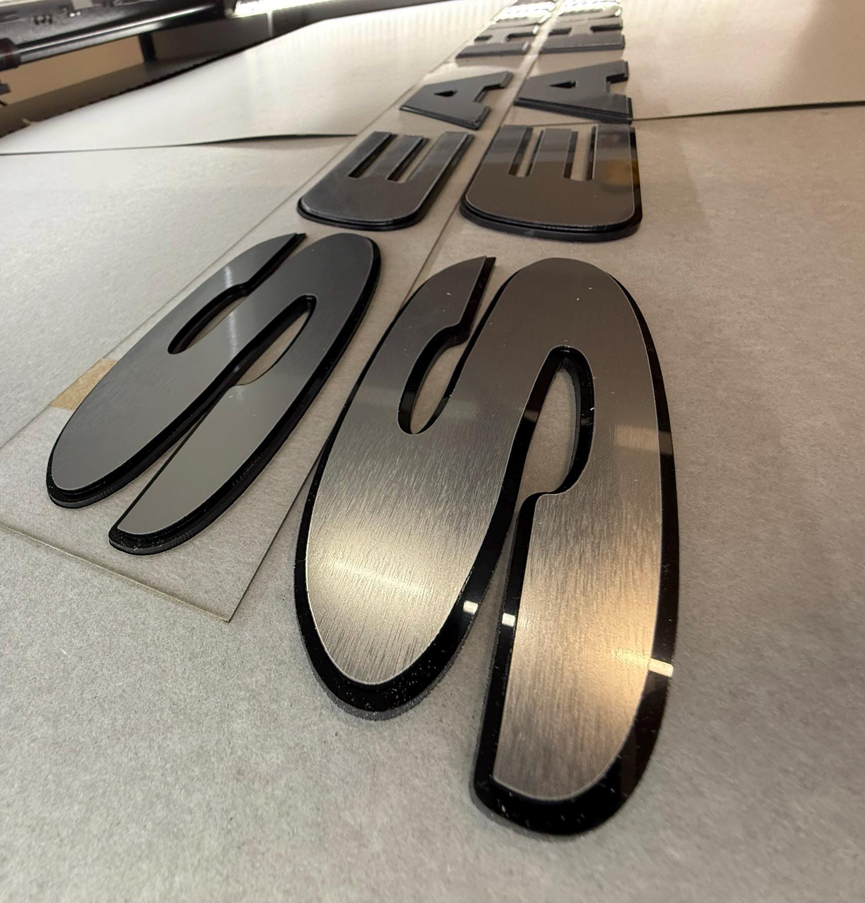 3D Raised Marine  “SEA HUNT” 49”L x 2.6”H Modern Boat Logo Decal with 3M Tape and Stencil Pack of 2 Custom Color Option Acrylic UV Resistant