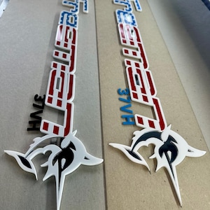 3D Raised Marine “FREEMAN” 36”L x 8.6”H Modern Boat Logo Decal with 3M Tape and Stencil Pack of 2 Custom Color Options Acrylic UV Resistant