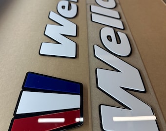 3D Raised Marine “WELLCRAFT” 31.75”L x 3.5”H Modern Boat Logo Decal with 3M Tape and Stencil Badges Included Pack of 2 Acrylic UV Resistant