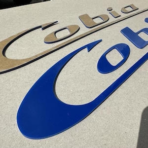 3D Raised Marine “COBIA” 24”L x 4”H Modern Boat Logo Decal with 3M Tape and Stencil Pack of 2 Custom Color Options Acrylic UV Resistant