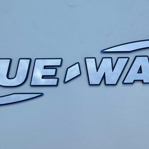 3D Raised Marine “BLUE WAVE” 30”L x 6.5”H Modern Boat Logo Decal with 3M Tape and Stencil Pack of 2 Custom Color Option Acrylic UV Resistant