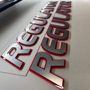3D Raised Marine “REGULATOR” 26”L x 3”H Modern Boat Logo Decal with 3M Tape and Stencil Pack of 2 Custom Color Options Acrylic UV Resistant