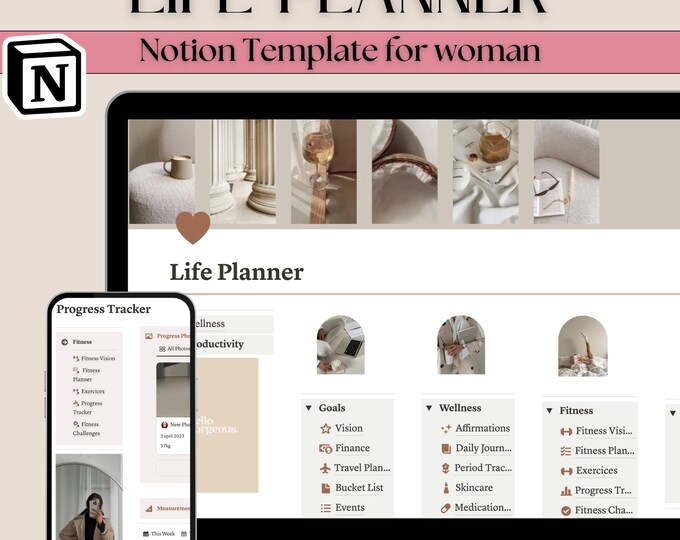 2025 Notion Life Planner Template All in One Dashboard | Chic That Girl ...
