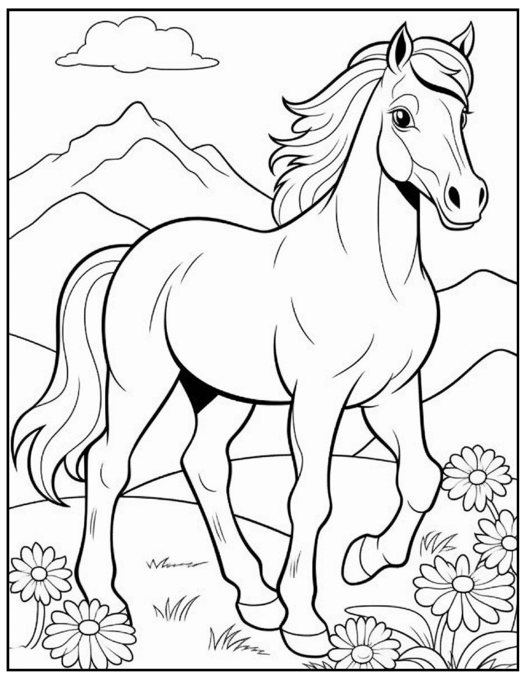 30 Printable Horse Coloring Pages, Horse Coloring Bundle, Coloring Book