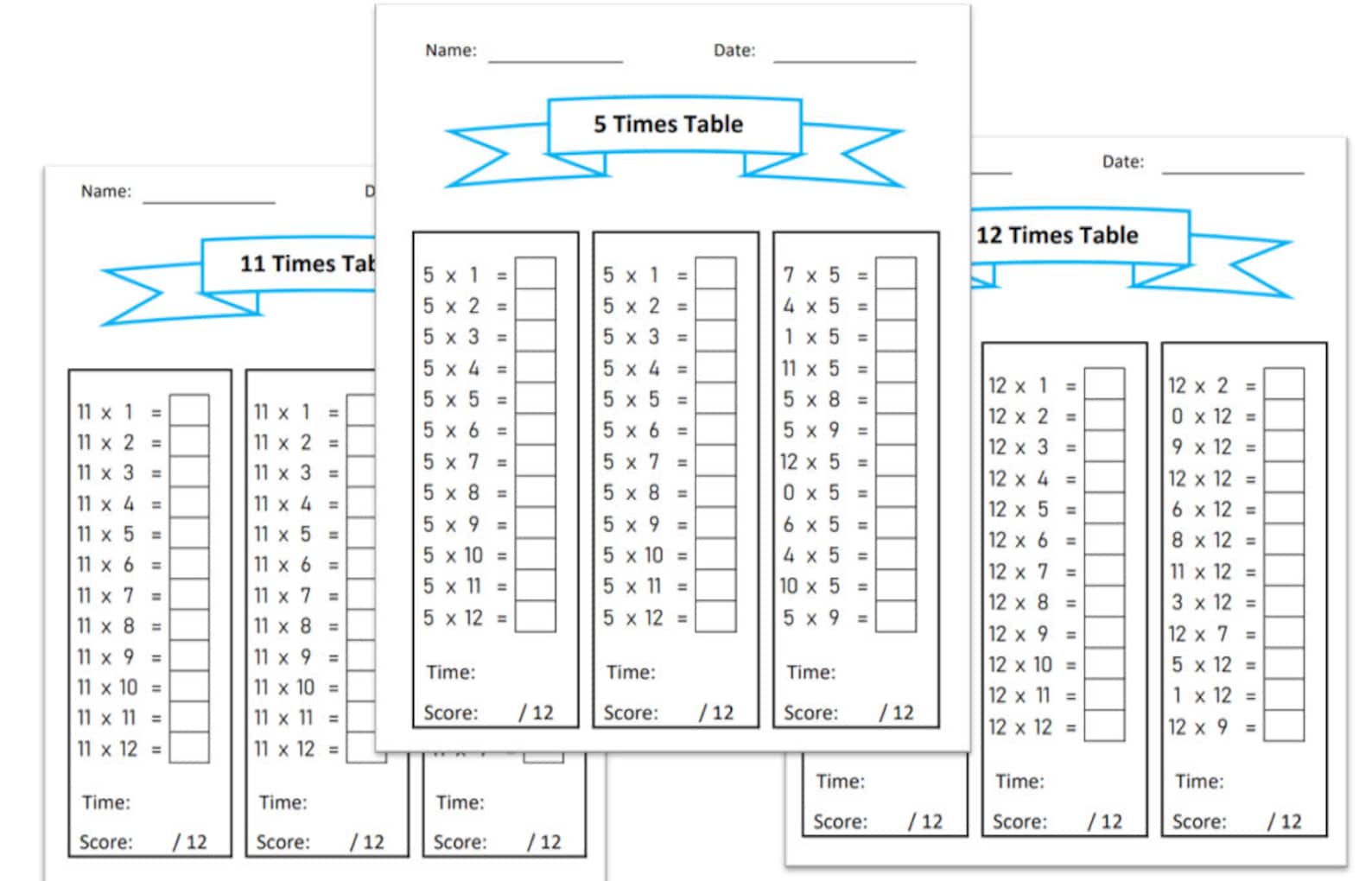 Times Table Practice Worksheets - Multiplication Basics, 22 Times Table ...
