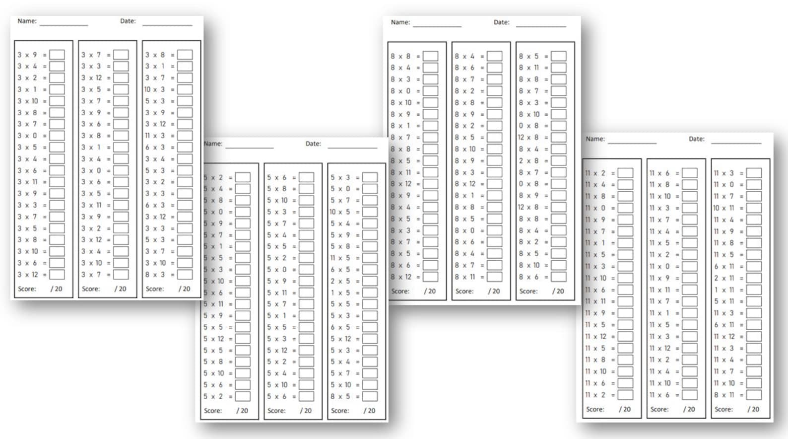 Times Table Worksheets With Answer - Printable - Multiplication ...