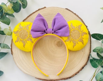 Fascia per capelli con orecchie di Topolino e Minnie ispirata a Rapunzel