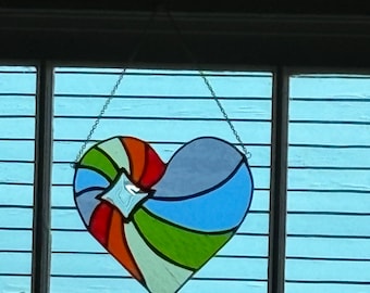 Rainbow stained glass heart