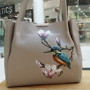 Personalisierte handbemalte Einkaufstasche Geschenk für Frauen Eco-Leder maßgeschneiderte Tasche Geldbörse Hand gefertigte hochwertige Tasche Hand gefertigt Benutzerdefinierte Geschenk Frau