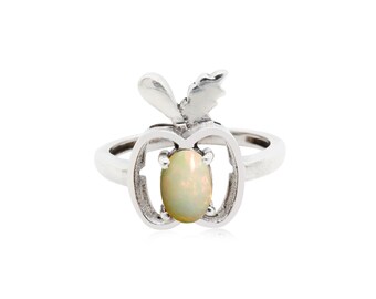 Ethiopian Opal Ring Sterling Silver – Natural Fire Opal Ring – October Birthstone Ring – Dainty Opal Jewelry – Gift for Her