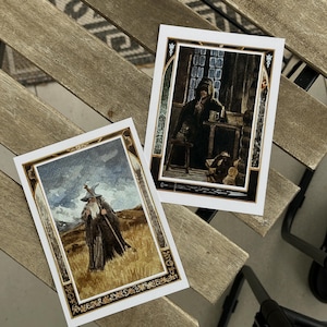 Impression d'art aquarelle Le Seigneur des anneaux carte postale le sorcier gris et l'arpenteur