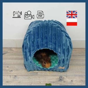 DIY Haustier Haus Schnittmuster & Video Anleitung | PDF Kleintier-Bettversteck | Kaninchen, Meerschweinchen, Frettchen, Chinchilla, Ratte, kleiner Hund