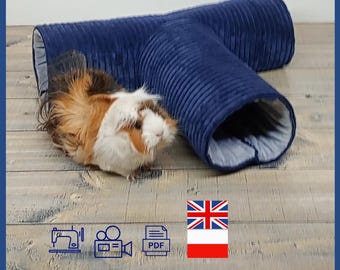 DIY T Tunnel Sewing Pattern for Guinea Pigs, Rats, Hedgehogs, Chinchillas – PDF + Video Tutorial