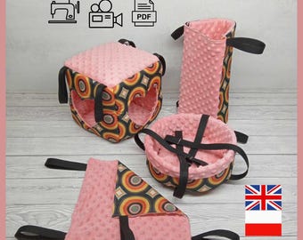 Sewing pattern for small pet cage accessories, cube house, hammock, swing, tunnel hammock, PDF tutorial, DIY pet bed, instant download