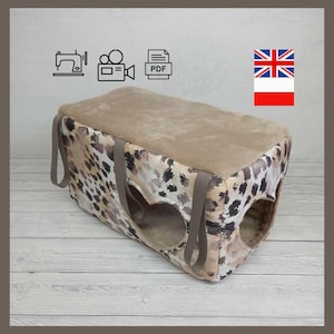 Samouczek PDF do szycia Cube House | Kryjówka dla małych zwierząt | Klatka dla królika, świnki morskiej, szynszyli, fretki, szczura i wiewiórki