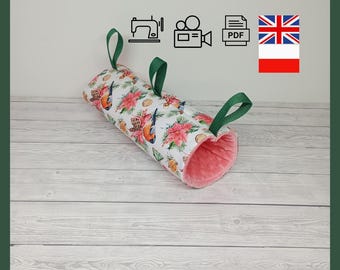 Tunnel Hammock Sewing Pattern PDF Tutorial | Small Pet Bed Hideout | Rabbit, Guinea Pig, Chinchilla, Ferret, Rat, Squirrel Cage Toy