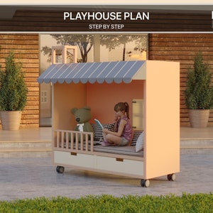 Playhouse Plans for Kids, Movable Playhouse Plan Step by Step, Do it Yourself with the Digital Downloading Files