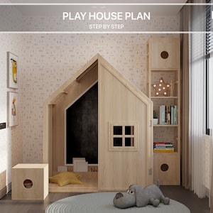 Playhouse Plans for Kids, Indoor wood house plan Plan Step by Step, Do it Yourself with the Digital Downloading Files