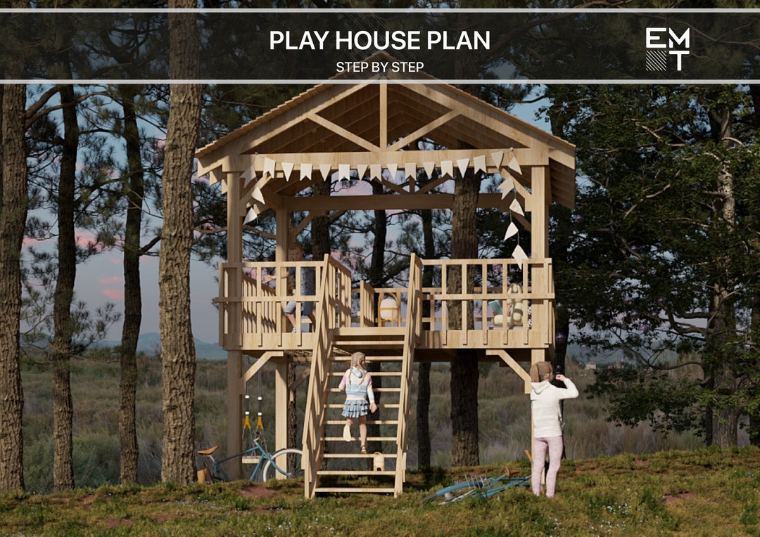 Playhouse Building Plans for Kids, Treehouse With Swings With Large