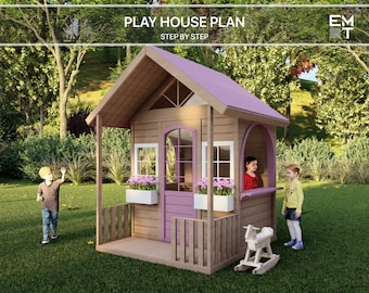PLAN TRÓJKĄTNEGO DOMU ZABAW. Plany domków dla dzieci, architektura Drewniany plan domku ogrodowego, zrób to sam z cyfrowymi plikami do pobrania