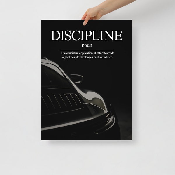 Porsche 911 Poster Discipline Definition Motivational Poster for Office or Study Modern Luxury Porsche Mural