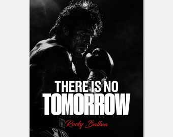 Rocky Movie Poster Er is geen morgen Rocky Balboa Quote Wall Art Motivationele Poster voor atleten en boksers