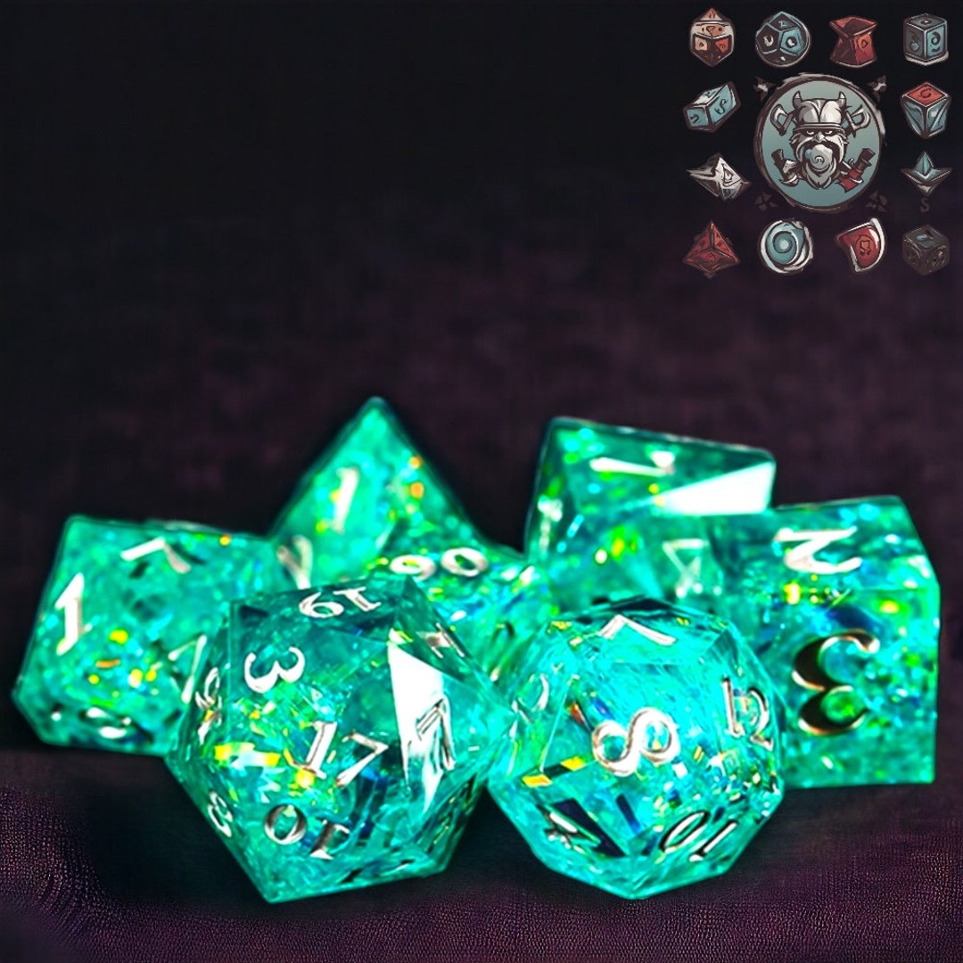 Green Liquid Core Resin Galaxy Dice All Zelda DnD D&D Dice Set - Only D20