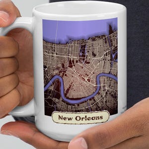 Mug Map Art, blanc - Plan de la ville de la Nouvelle-Orléans