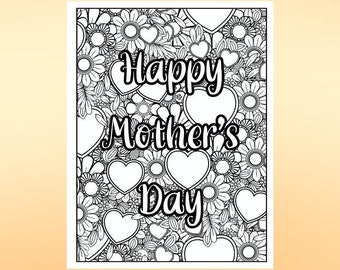 Happy Mothers Day PDF Coloring Activity, DIY Gift for Mom, Kids Printable Digital Coloring Sheet, Cute Coloring Book Pages for Girls/Boys