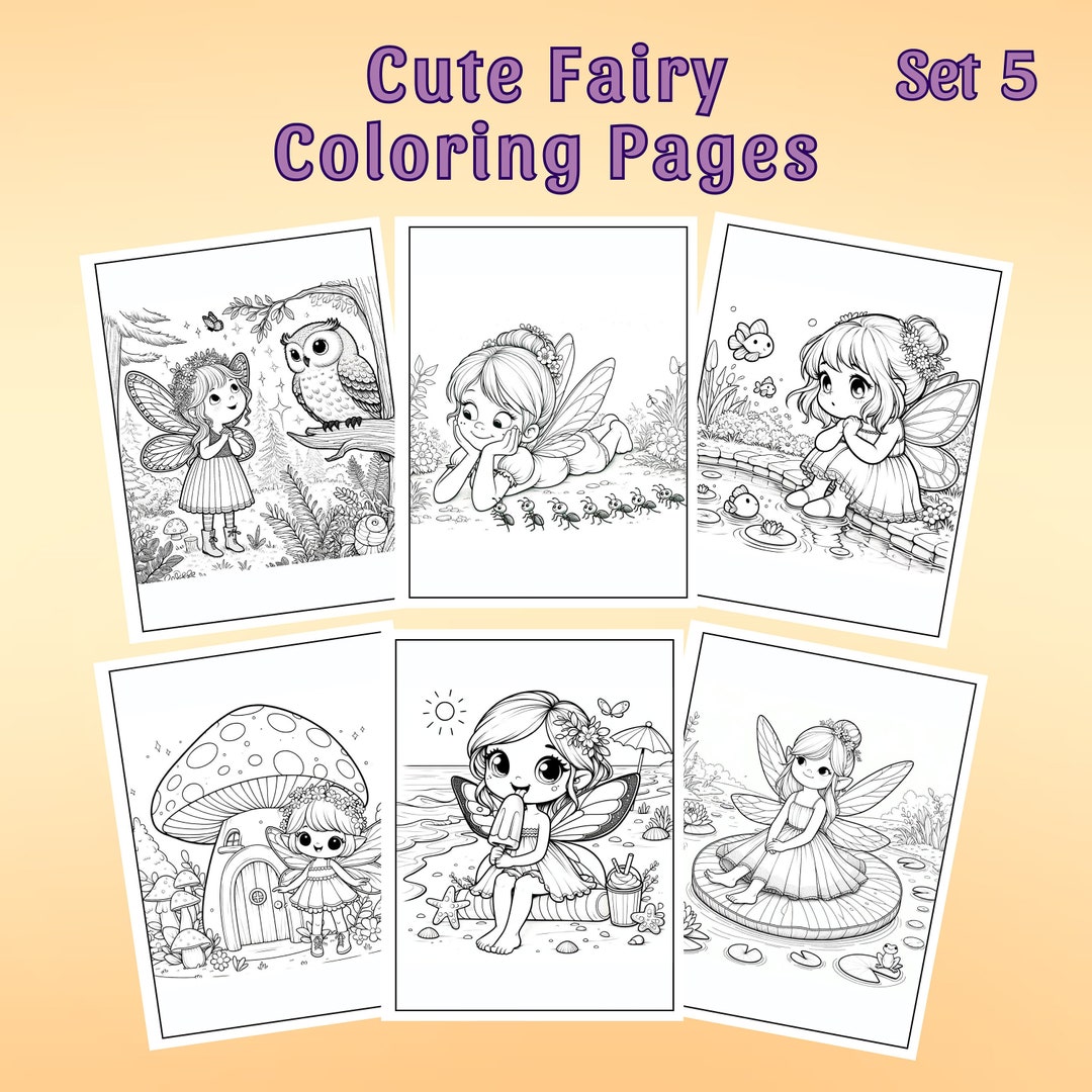 Easy Fairy Coloring Pages for Girls, Simple Garden/forest/woodland ...