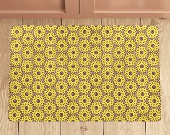 Vibrant Yellow Sunflower Kitchen Mat, Anti-Fatigue Comfort Floor Mat, Floral Spring Decor, Non-Slip Washable Rug Housewarming Gift for Cooks